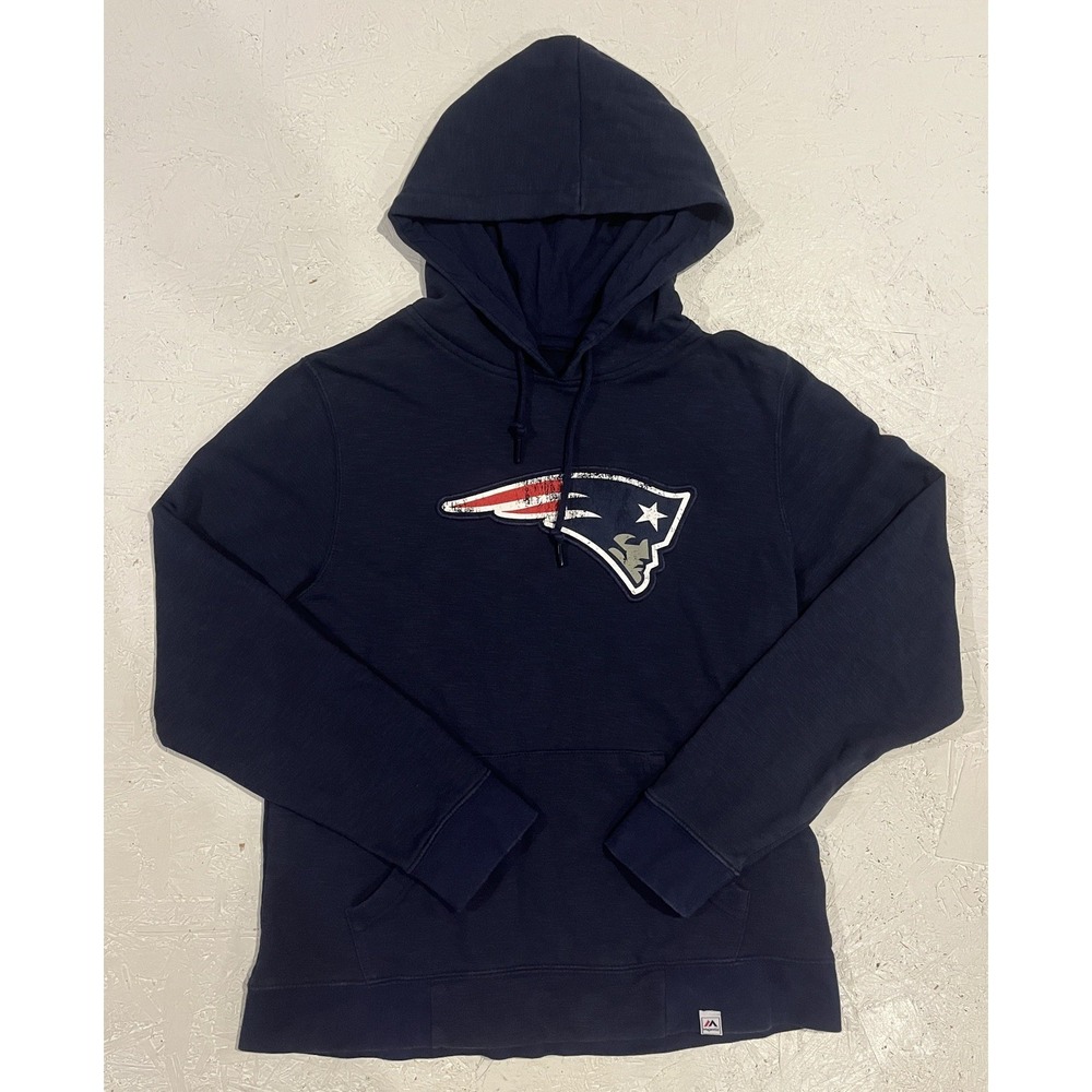 Majestic New England Patriots Embroidered Sweatshirt Hoodie Mens M Blue Football